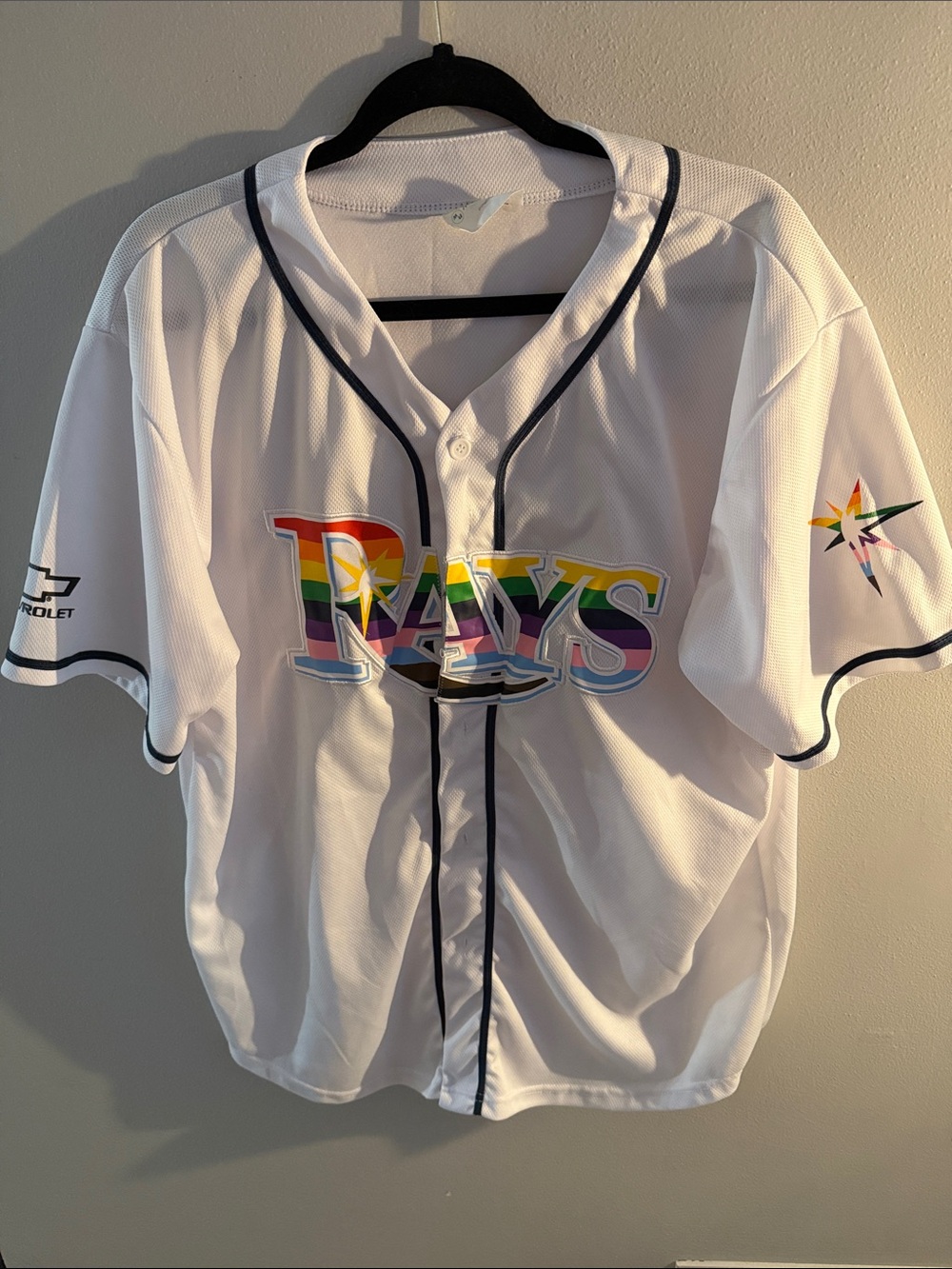 Tampa Bay Rays Pride White Baseball Jersey Size XL